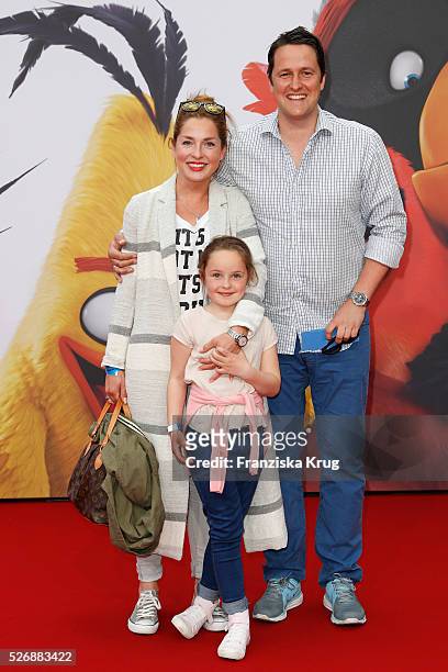 Maria Wedig, Sven Wedig and Leni Wedig attend the 'Angry Birds - Der Film' Premiere on May 1, 2016 in Berlin, Germany.