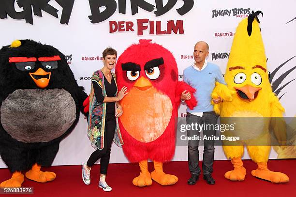 Christoph Maria Herbst and his wife Gisi Herbst attend the Berlin premiere of the film 'Angry Birds - Der Film' at CineStar on May 1, 2016 in Berlin,...