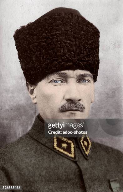 Mustafa Kemal Atat��rk , founder of the Republic of Turkey and its first President. Ca. 1925. Coloured photograph.