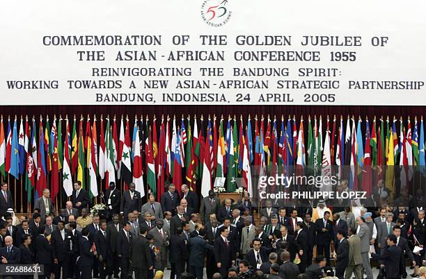 Heads of states from Asia and Africa, gather during the commemoration of the golden jubilee of the 1955 Asian-African conference, in Bandung, 24...