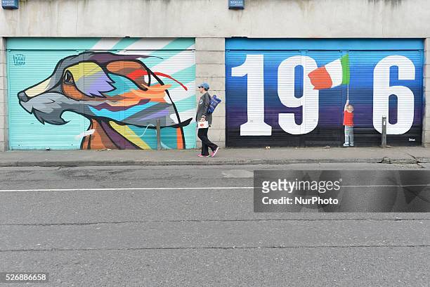 The latest street art masterpieces 'Irish Wolfhound' by Dan Leo and '1916' by Solus, commemorating the 1916 Irish Rebelion, completed a couple of...