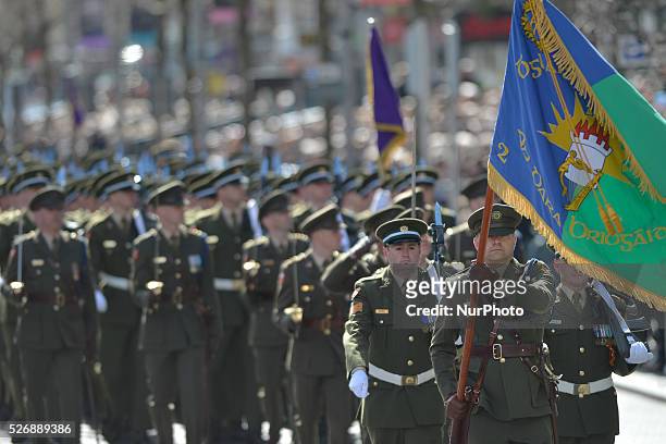 Ireland marks its 1916 Easter Rising centenary with the largest military parade in the history of the state. Dublin, Ireland, on Sunday Easter, 27...
