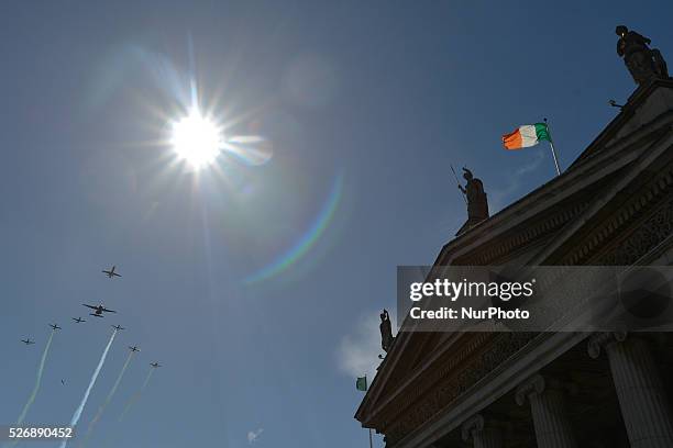 The Air Corps of the Irish Defence Forces during the military parade as Ireland marks its 1916 Easter Rising centenary with the largest military...
