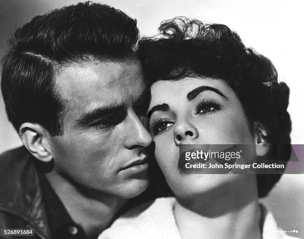 Elizabeth Taylor stars as Angela Vickers and Montgomery Clift stars as George Eastman in the 1951 film A Place in the Sun.