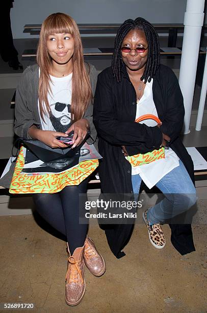 Jerzey Dean and Whoopi Goldberg attend the Jeremy Scott fashion show during New York Fashion Week SS15 at Milk Studios in New York City. �� LAN