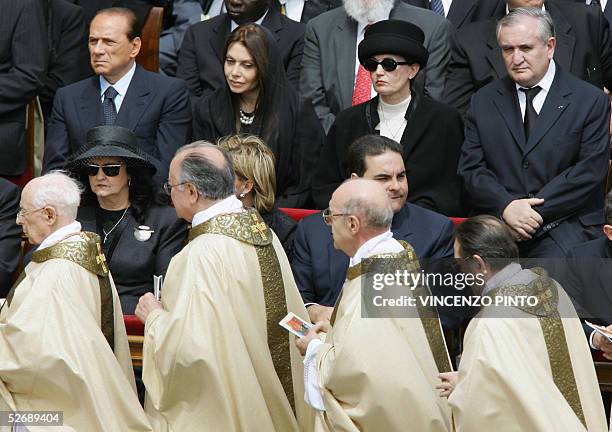 Vatican: Cardinals walk infront of Italian Prime Minister Silvio Berlusconi his wife Veronica, French Prime Minister Jean-Pierre Raffarin and his...