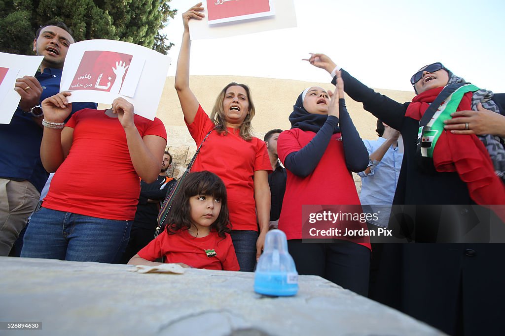 Syrian Refugees Protest For Aleppo In Amman