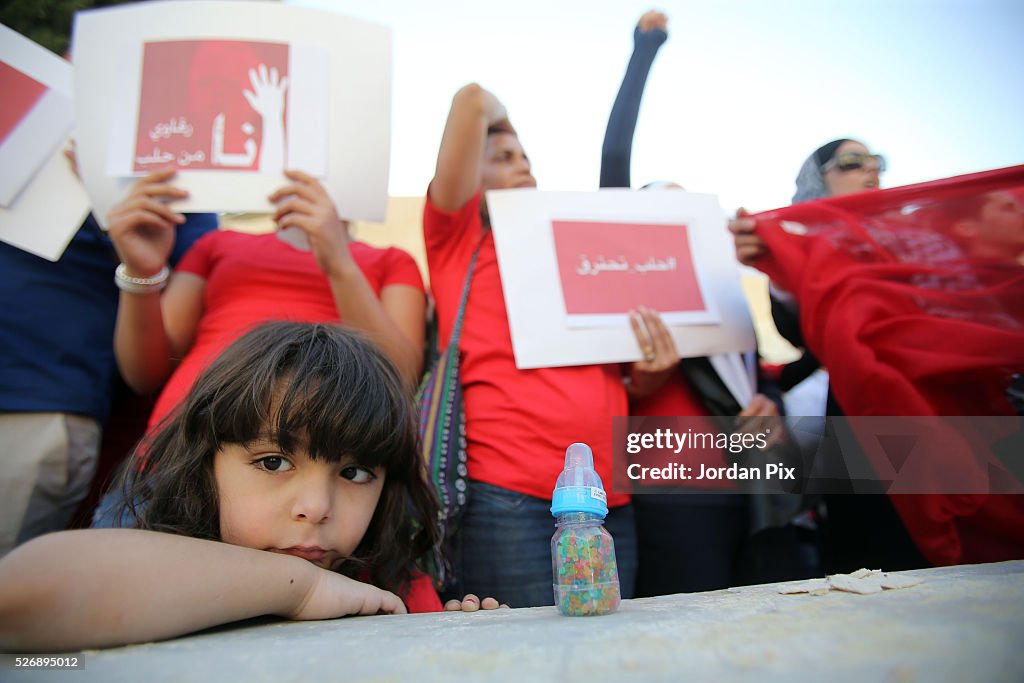 Syrian Refugees Protest For Aleppo In Amman