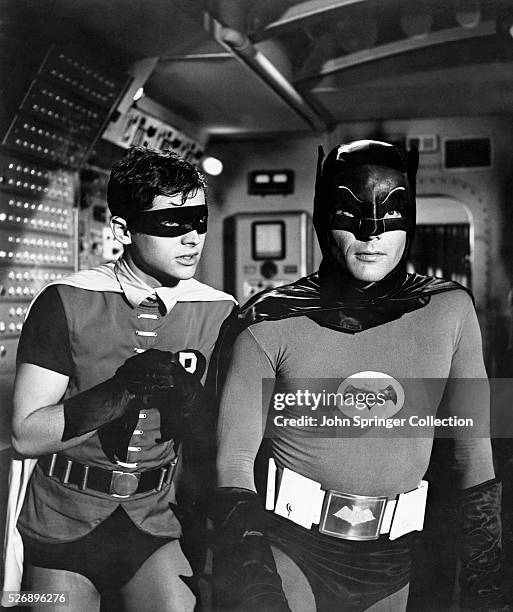 Burt Ward as Robin and Adam West as Batman in the original 1966 television series Batman.