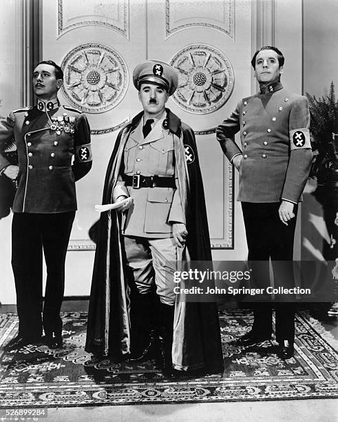 Charlie Chaplin plays dictator Adenoid Hynkel in the 1940 comedy The Great Dictator.
