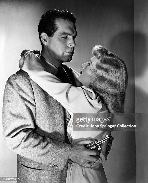 Movie still from "Double Indemnity," with Barbara Stanwyck and Fred MacMurray, 1943. Copyright 1943, Paramount Pictures Inc. Permission granted for...
