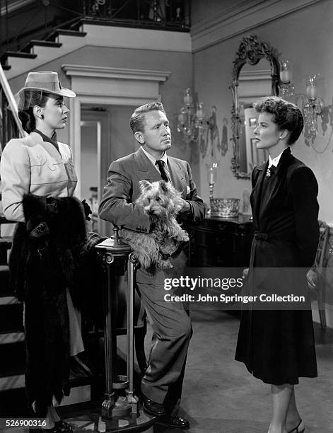 Gloria Grahame, Katharine Hepburn, and Spencer Tracy as they appeared in the motion picture, Without Love.