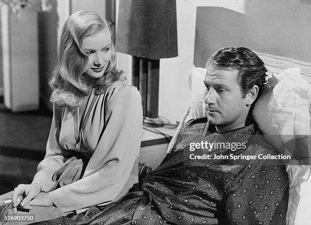 Photo shows actress Veronica Lake and Joel McCrea in 1941 Paramount comedy, "Sullivan's Travels". This scene shows actress Veronica Lake who is known...