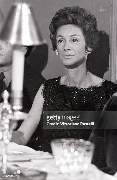 Italian art collector, socialite, and style icon Princess Donna Marella Caracciolo di Castagneto, wife of Italian tycoon Gianni Agnelli, attends a...