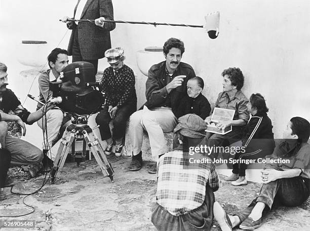 Werner Herzog directs dwarf actors on the set of his 1971 film 'Auch Zwerge Haben Klein Angefangen' .