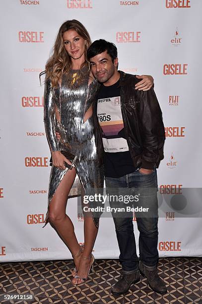 Gisele Bundchen and hairstylist Harry Josh attend the Gisele Bundchen Spring Fling book launch on April 30, 2016 in New York City.