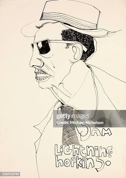 Drawing of Sam "Lightnin" Hopkins