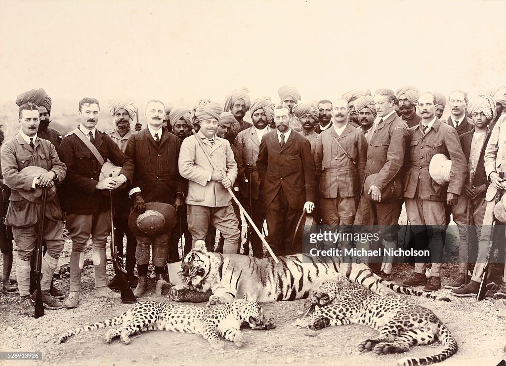 George V and the Maharajah of Gwalior Posing After Hunt