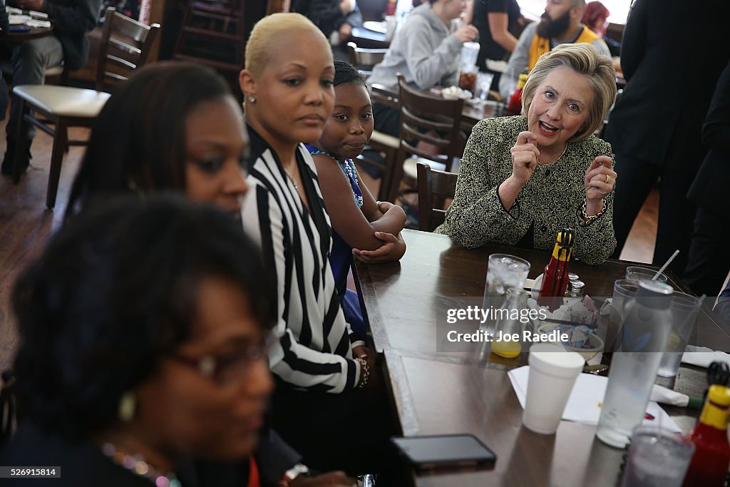 Democratic Presidential Candidate Hillary Clinton Campaigns In Indiana