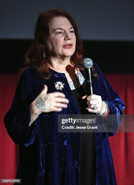 Writer/director Allison Anders speaks onstage at 'All That Heaven Allows' screening during day 4 of the TCM Classic Film Festival 2016 on May 1, 2016...