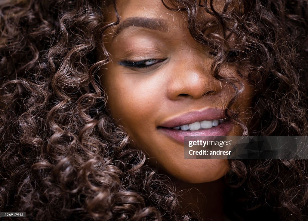 Beautiful woman with curly hair