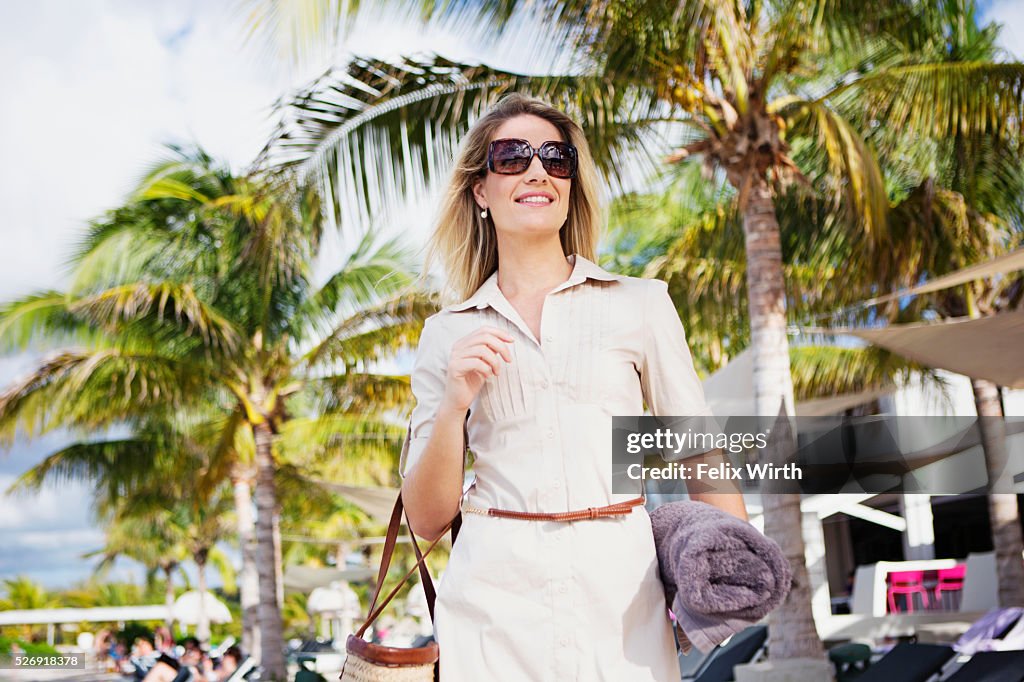 Portrait of woman in tourist resort