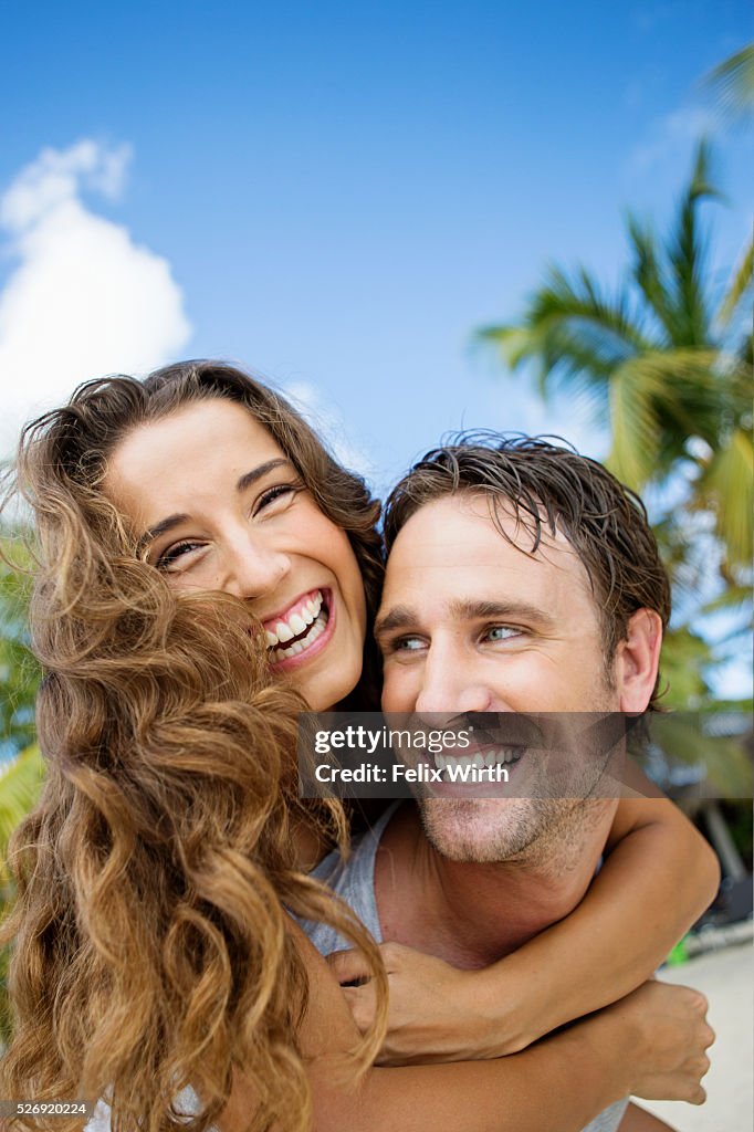 Couple on beach on summer day