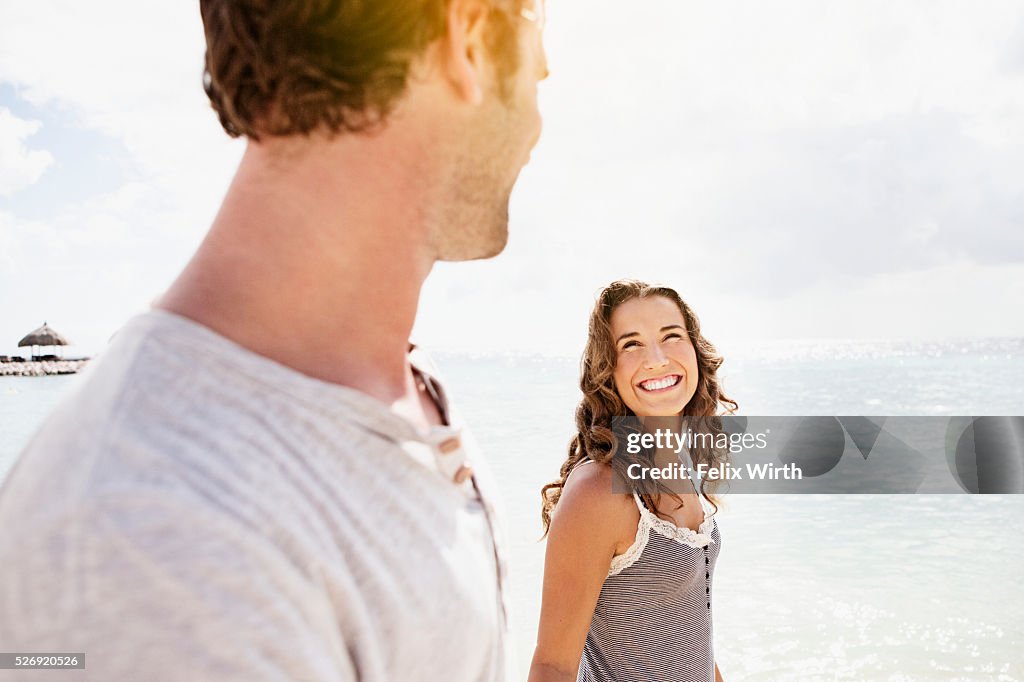 Couple on beach on summer day