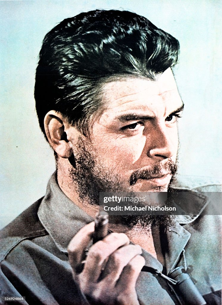 Poster portrait of Che Guevara smoking a cigar