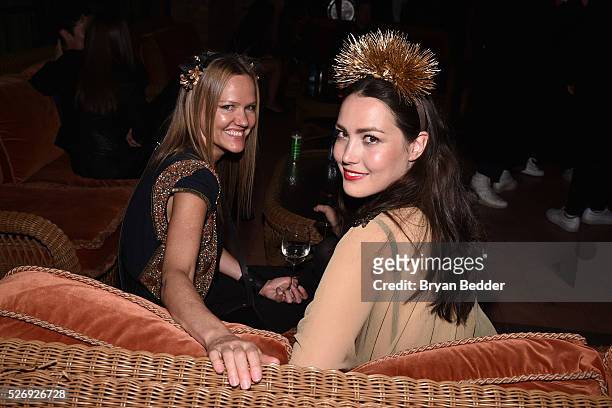 Designer Megan Guip and guest attend the Gisele Bundchen Spring Fling book launch on April 30, 2016 in New York City.