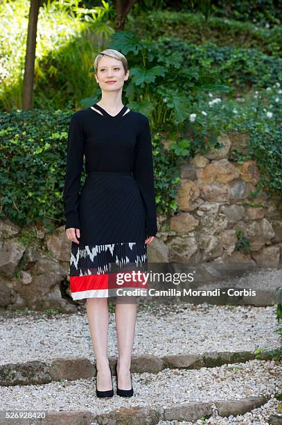 Italy- Mia Wasikowska at the " Crimson Peak " Rome photocall