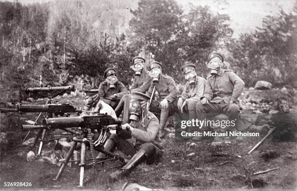 Battery of Bulgarian troops with Schwarzlose MG M.07/12 machine gun in Macedonia during the First World War