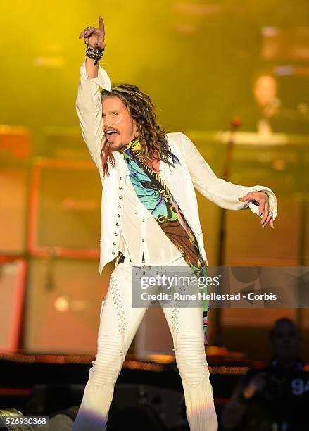 Aerosmith perform at the "Download Festival" in Donington.