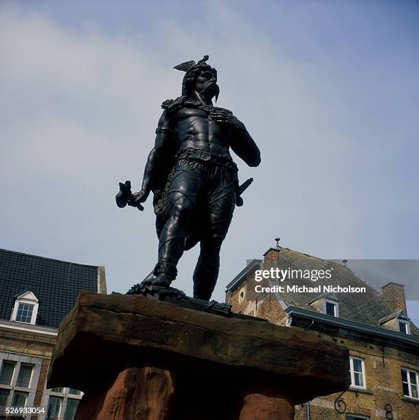 Statue of the Belgian tribal leader Ambiorix, who in 54-53 BC challenged the Roman Empire in battle.