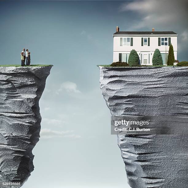 family looking at house - rock formation isolated stock pictures, royalty-free photos & images