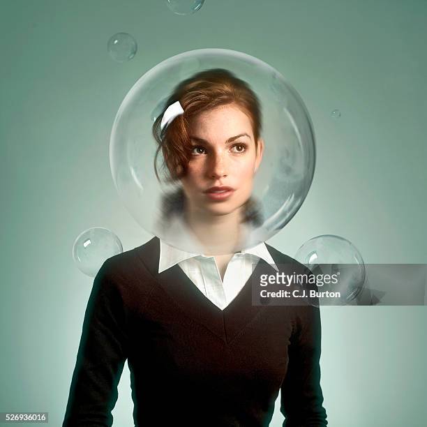 woman in a bubble - conspiracy stock pictures, royalty-free photos & images