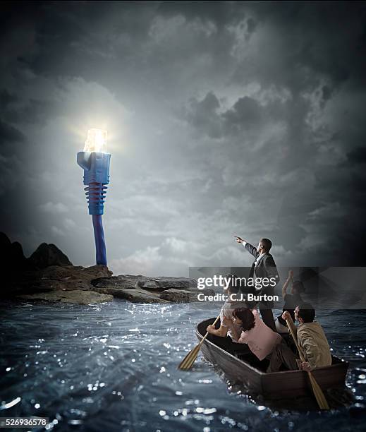 people navigating to a data plug lighthouse - data vulnerability stock pictures, royalty-free photos & images