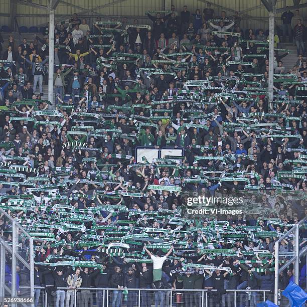 Heerenveen, sjaal, actie, sjaaltjes during the Dutch Eredivisie match between sc Heerenveen and FC Groningen at Abe Lenstra Stadium on May 01, 2016...