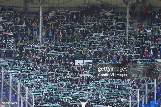 Heerenveen, sjaal, actie, sjaaltjes during the Dutch Eredivisie match between sc Heerenveen and FC Groningen at Abe Lenstra Stadium on May 01, 2016...