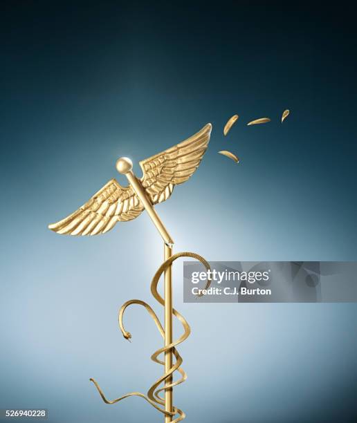 caduceus falling apart - caduceus stock pictures, royalty-free photos & images