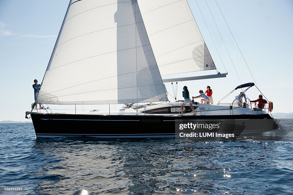 Friends sailing yacht, Adriatic sea