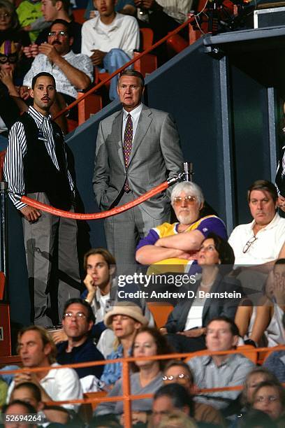 General Manager of the Los Angeles Lakers Jerry West during Game Four, Round Two of the 1998 NBA Playoffs against the Seattle Supersonics circa May...