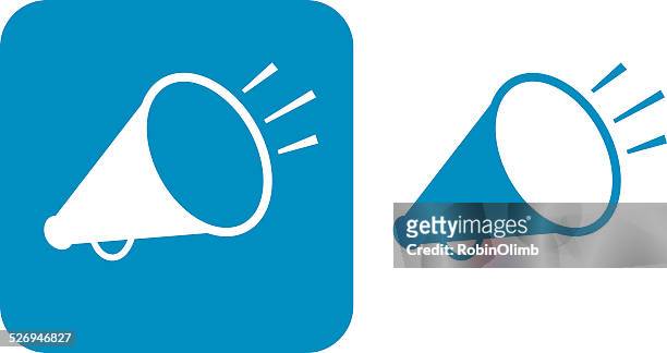 illustrazioni stock, clip art, cartoni animati e icone di tendenza di megafono icone blu - megafono