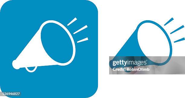 bildbanksillustrationer, clip art samt tecknat material och ikoner med blue megaphone icons - megafon