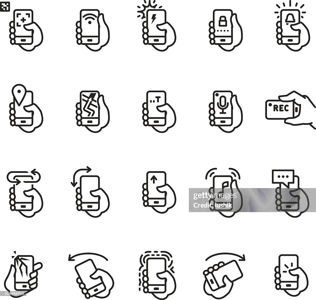Hält das Telefon apps und Aktionen Symbol