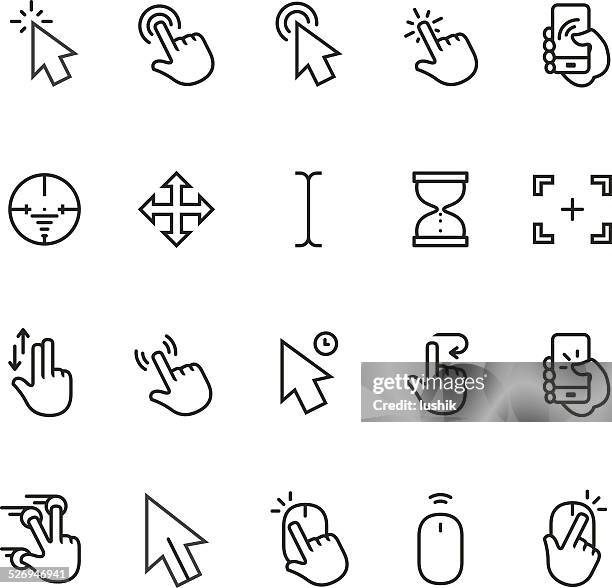 ilustrações de stock, clip art, desenhos animados e ícones de ícone de cursor - gesture control screen