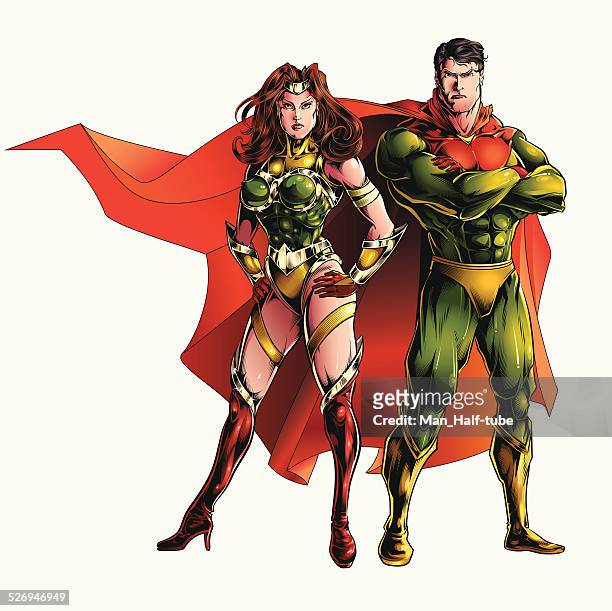 superhero couple - revenge stock illustrations