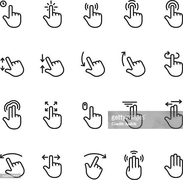 illustrazioni stock, clip art, cartoni animati e icone di tendenza di touch screen gesto vettoriale icone set #unico pro 1 - esprimere a gesti
