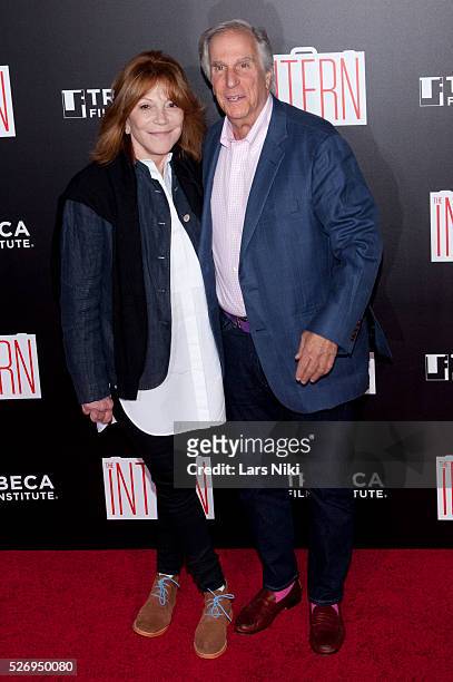 Stacey Weitzman and Henry Winkler attend "The Intern" New York premiere at Ziegfeld Theater in New York City. �� LAN