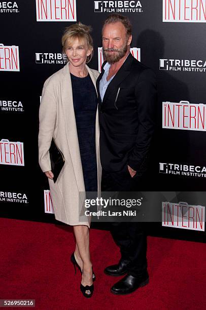 Trudie Styler and Sting attend "The Intern" New York premiere at Ziegfeld Theater in New York City. �� LAN